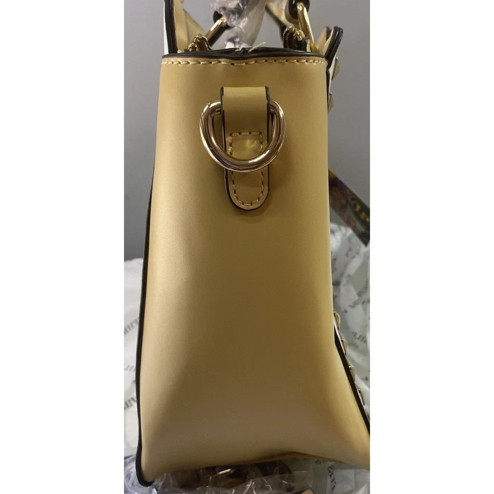 La Philippe Miami African Egyptian Women Print Satchel Bag Yellow Purse 10x12x5